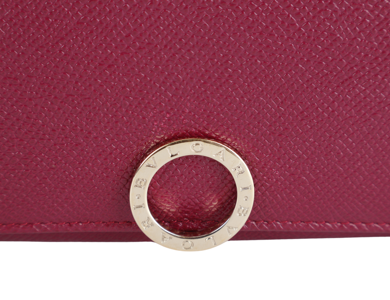 BVLGARI BVLGARI LOGO CLIP LONG WALLET BURGUNDY COLOR WITH BOX