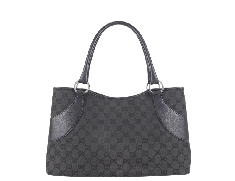 GUCCI BLACK CANVAS TOTE BAG SILVER HARDWARE NO DUST COVER