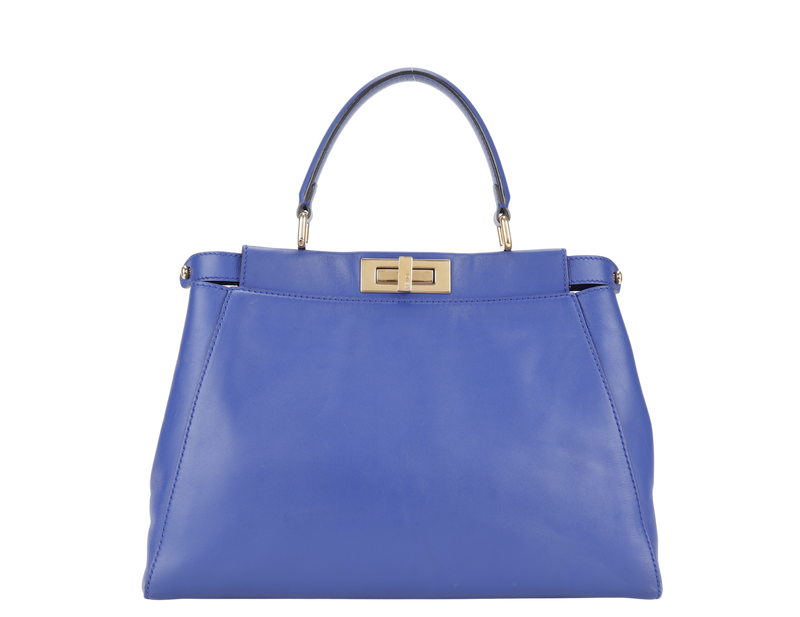 FENDI PEAKABOO BLUE LEATHER GOLD HARDWARE WITH STRAP NO DUST COVER