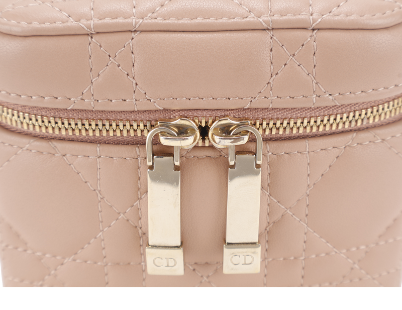 CHRISTIAN DIOR VANITY CASE MICRO SOFT PINK GOLD HARDWARE WITH DUST COVER