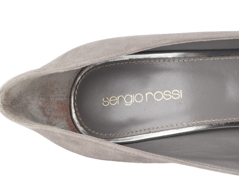 SERGIO ROSSI GREY SUEDE LEATHER PUMPS SIZE 38½