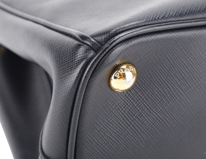 PRADA BLACK GALLERIA SMALL SAFFIANO LEATHER GOLD HARDWARE WITH STRAPS NO DUST COVER