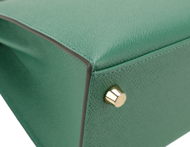 HERMES KELLY 25 SELLIER STAMP A (YEAR 2017) VERT VERTIGO EPSOM LEATHER GOLD HARDWARE WITH STRAP, KEYS, LOCK AND DUST COVER