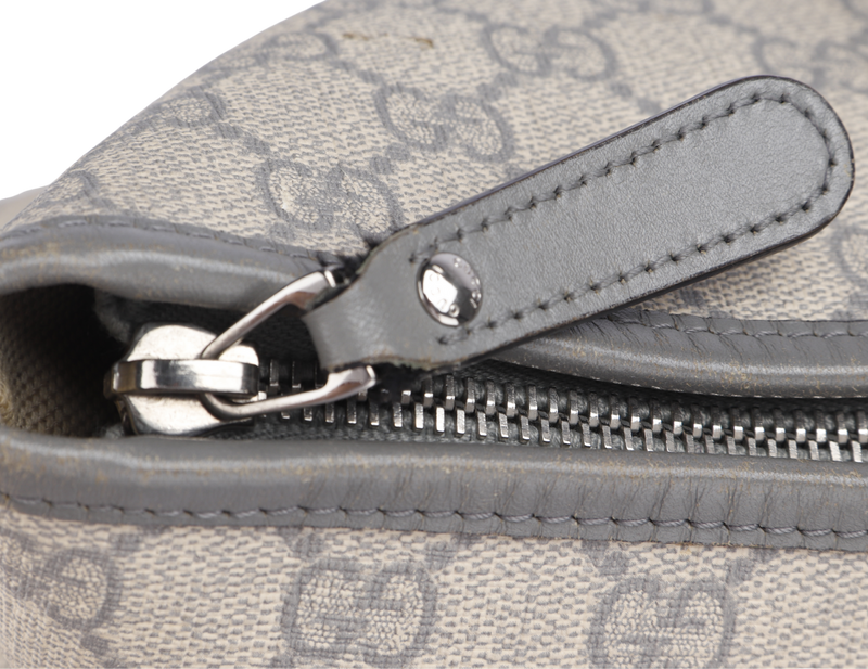 Gucci Light Grey Trim Canvas Shoulder Tote (353437 525040) with Strap & Dust Cover