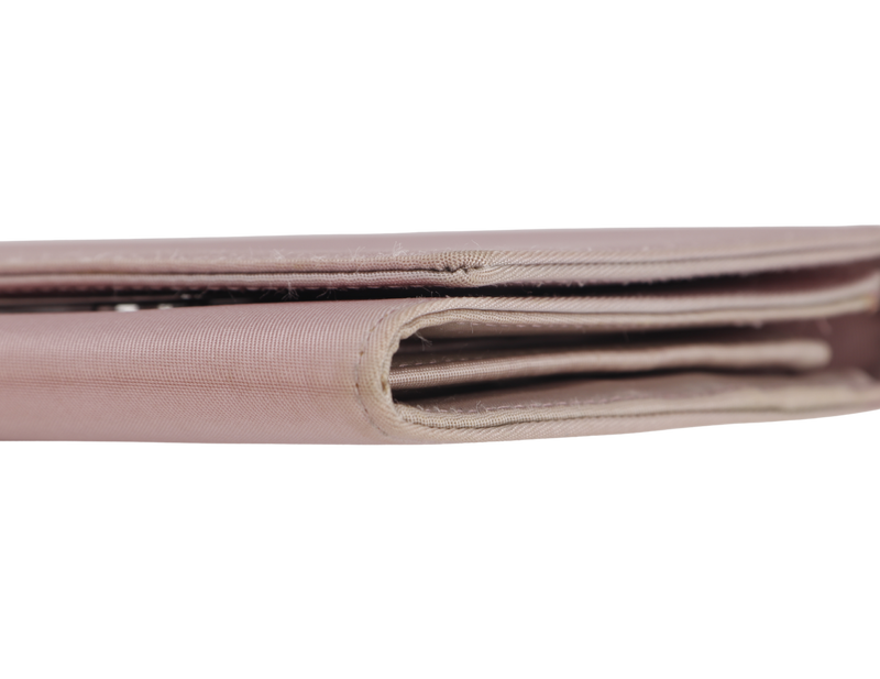 CHRISTIAN DIOR MARIS PEARL BIFOLD WALLET (BU0020) PINK NYLON SILVER HARDWARE, WITH CARD & DUST COVER