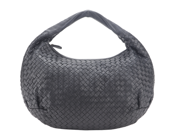 BOTTEGA VENETA BLACK INTRECCIATO HOBO BAG WITH DUST COVER