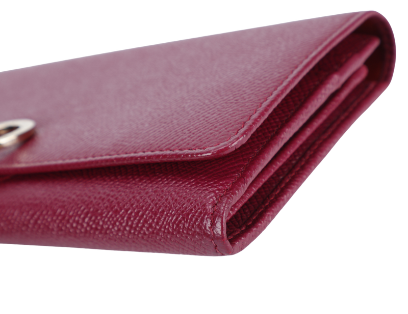 BVLGARI BVLGARI LOGO CLIP LONG WALLET BURGUNDY COLOR WITH BOX