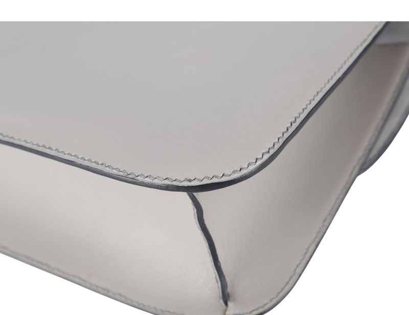 HERMES CONSTANCE 25 GRIS PERLE SWIFT LEATHER BRUSHED SILVER HARDWARE STAMP O (YEAR 2011) WITH DUST COVER AND BOX