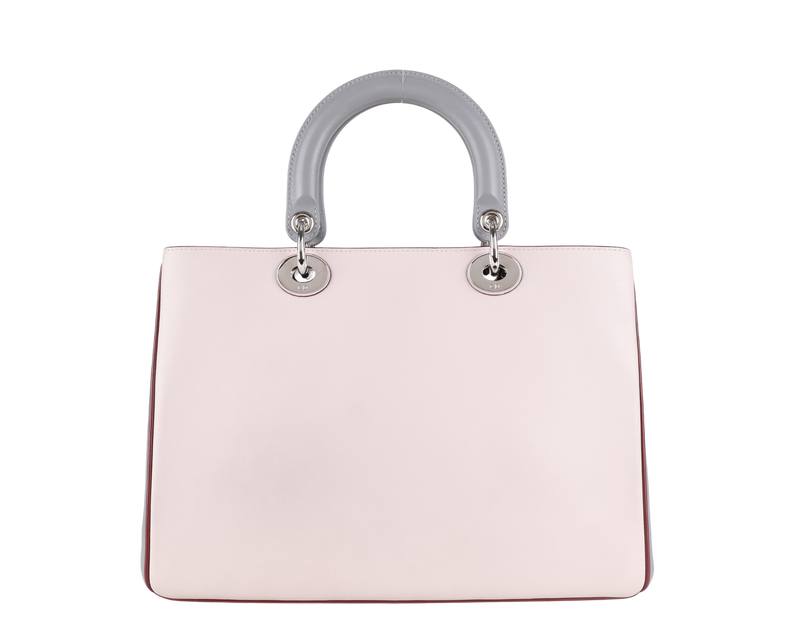 CHRISTIAN DIOR DIORISSIMO (09-MA-0134) CALFSKIN LEATHER PINK GREY WITH STRAPS, CARD, DUST COVER AND BOX