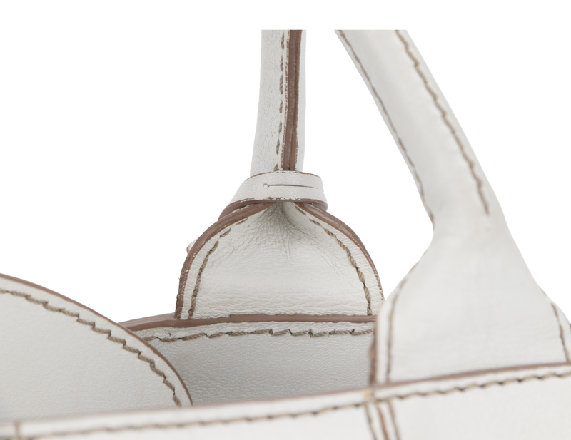 TOD'S CREAM WHITE LAMBSKIN SHOULDER TOTE BAG WITH DUST COVER