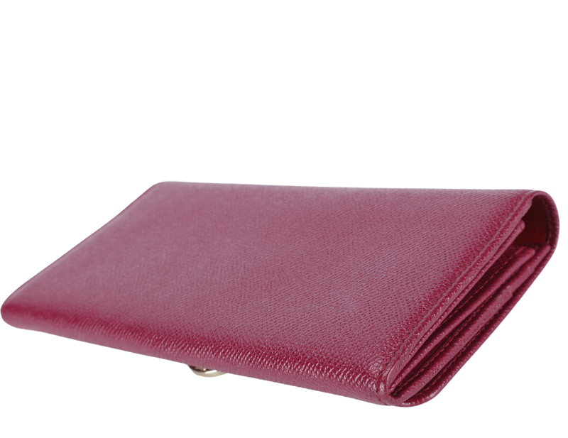 BVLGARI BVLGARI LOGO CLIP LONG WALLET BURGUNDY COLOR WITH BOX