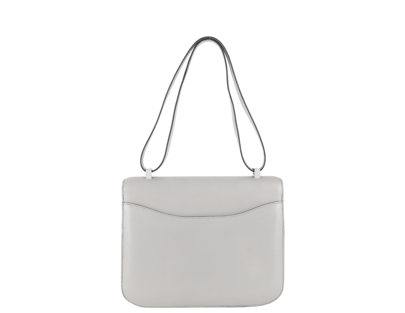 HERMES CONSTANCE 25 GRIS PERLE SWIFT LEATHER BRUSHED SILVER HARDWARE STAMP O (YEAR 2011) WITH DUST COVER AND BOX