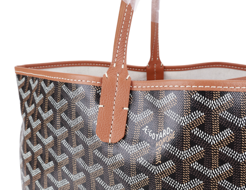 GOYARD SAINT LOUIS PM BAG BLACK AND TAN COLOR WITH DUST COVER