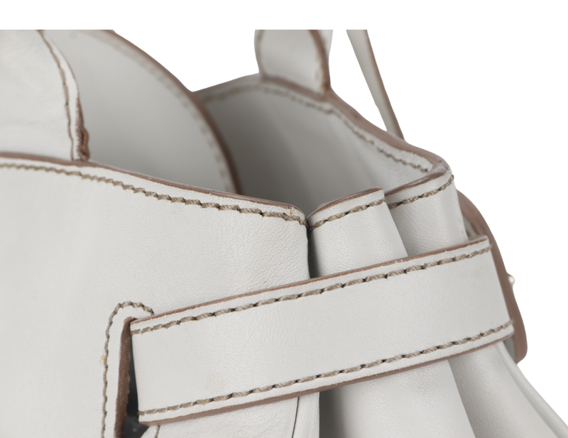 TOD'S CREAM WHITE LAMBSKIN SHOULDER TOTE BAG WITH DUST COVER