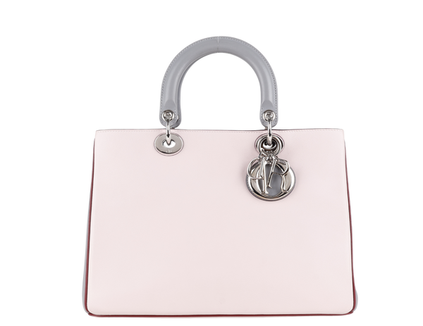 CHRISTIAN DIOR DIORISSIMO (09-MA-0134) CALFSKIN LEATHER PINK GREY WITH STRAPS, CARD, DUST COVER AND BOX