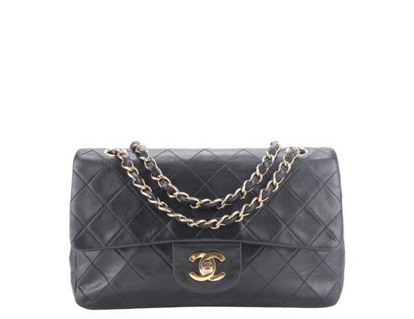 CHANEL VINTAGE CLASSIC FLAP SMALL BLACK LAMBSKIN GOLD HARDWARE (246xxxx) NO DUST COVER