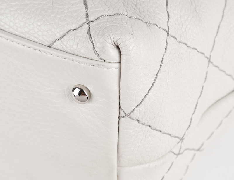 CHANEL ON THE ROAD TOTE BAG SHOULDER QUILTED LEATHER GREY (1333xxxx) SILVER HARDWARE NO DUST COVER