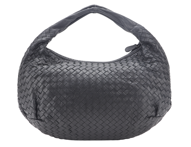 BOTTEGA VENETA BLACK INTRECCIATO HOBO BAG WITH DUST COVER