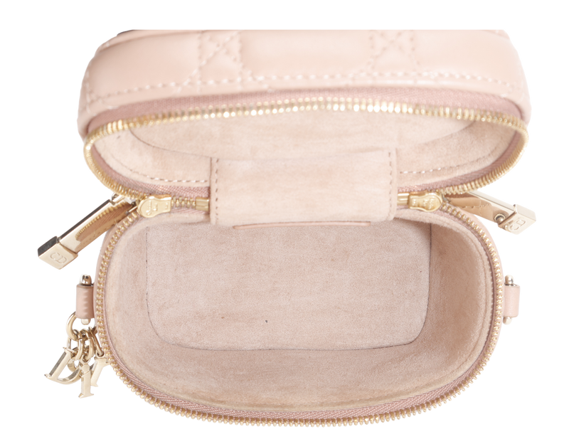 CHRISTIAN DIOR VANITY CASE MICRO SOFT PINK GOLD HARDWARE WITH DUST COVER