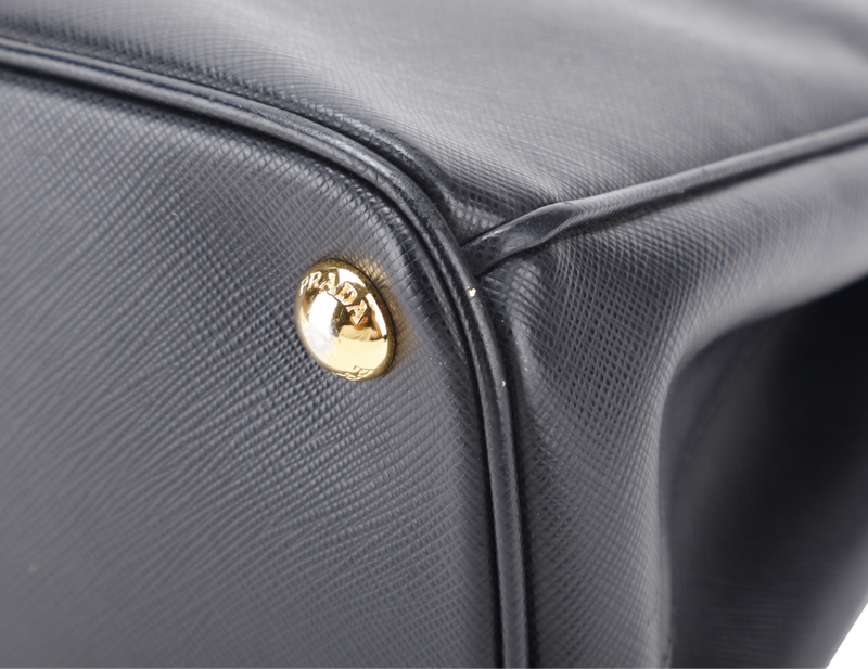 PRADA BLACK GALLERIA SMALL SAFFIANO LEATHER GOLD HARDWARE WITH STRAPS NO DUST COVER