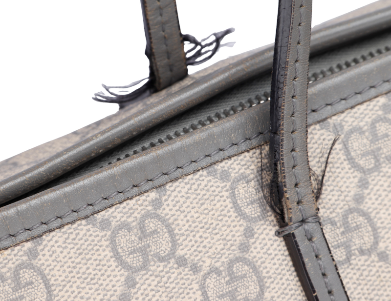 Gucci Light Grey Trim Canvas Shoulder Tote (353437 525040) with Strap & Dust Cover