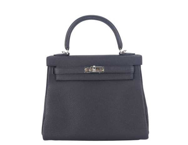 HERMES KELLY 25CM II CABAN 3Y COLOR TOGO LEATHER WITH SILVER HARDWARE STAMP U (2022) WITH TWO STRAPS WITH LOCK&KEYS, DUST COVER AND BOX