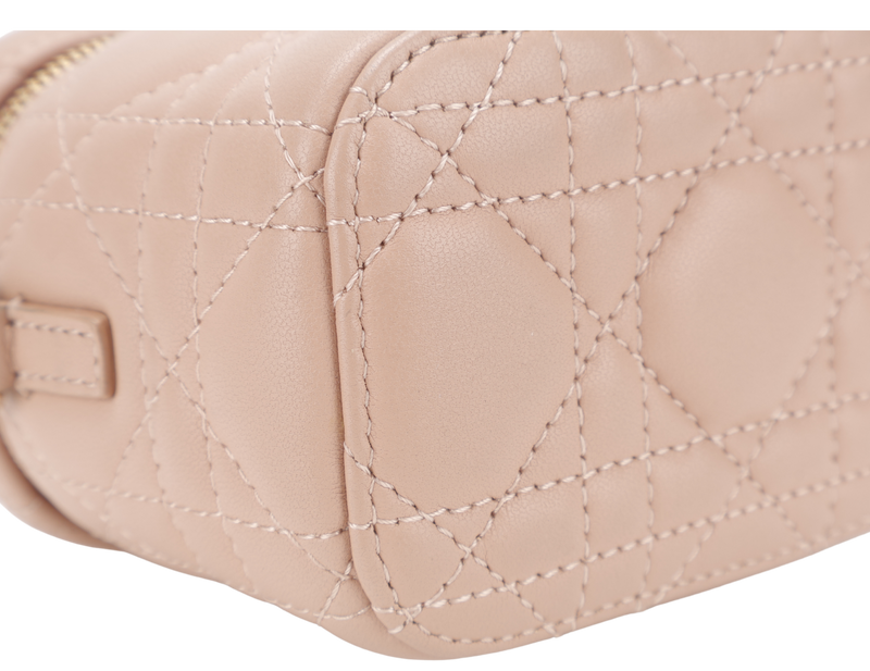 CHRISTIAN DIOR VANITY CASE MICRO SOFT PINK GOLD HARDWARE WITH DUST COVER