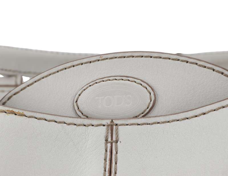 TOD'S CREAM WHITE LAMBSKIN SHOULDER TOTE BAG WITH DUST COVER