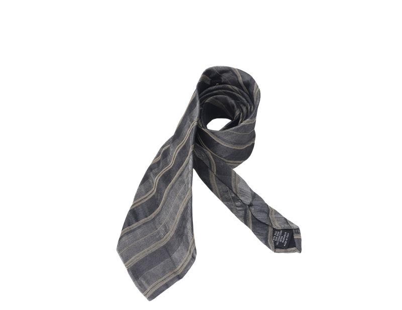 DKNY NECKTIES GREY AND GOLD STRIPE DESIGN