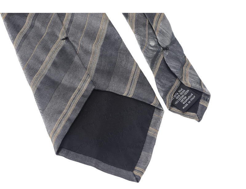 DKNY NECKTIES GREY AND GOLD STRIPE DESIGN