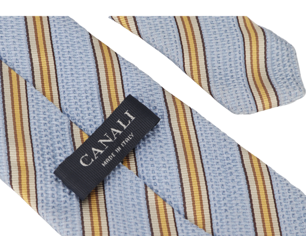 CANALI NECKTIES SKY BLUE AND YELLOW GOLD STRIPE