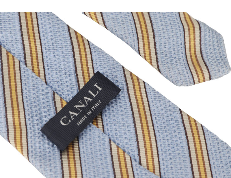 CANALI NECKTIES SKY BLUE AND YELLOW GOLD STRIPE