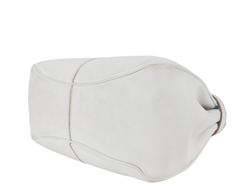 TOD'S CREAM WHITE LAMBSKIN SHOULDER TOTE BAG WITH DUST COVER