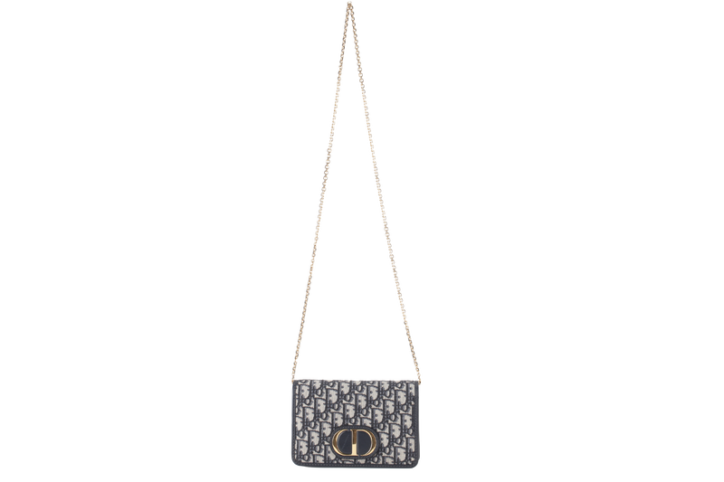 CHRISTIAN DIOR MONTAIGNE 2 IN 1-WOC BLUE NAVY OBLIQUE JACQUARD GOLD HARDWARE (19-BO-1210)