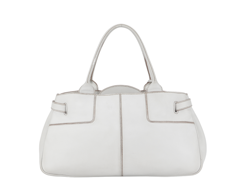 TOD'S CREAM WHITE LAMBSKIN SHOULDER TOTE BAG WITH DUST COVER