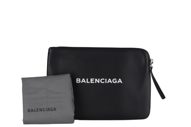 BALENCIAGA CLUTCH (492465-1000-A-568024) BLACK CALF LEATHER SILVER HARDWARE