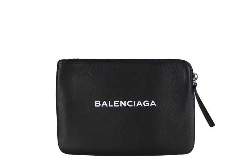 BALENCIAGA CLUTCH (492465-1000-A-568024) BLACK CALF LEATHER SILVER HARDWARE