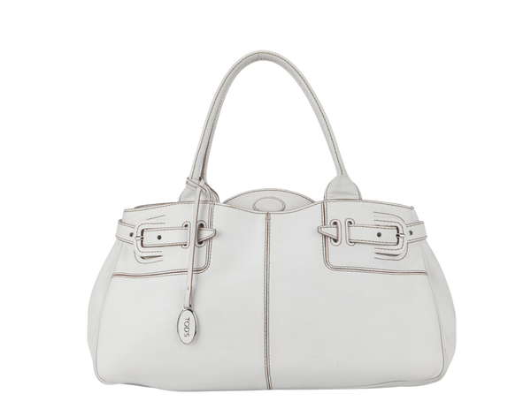 TOD'S CREAM WHITE LAMBSKIN SHOULDER TOTE BAG WITH DUST COVER
