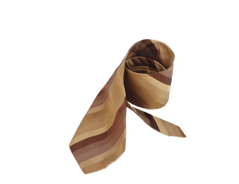 HUGO BOSS NECKTIES YELLOW STRIPE BROWN