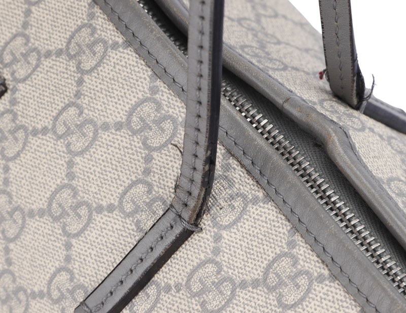Gucci Light Grey Trim Canvas Shoulder Tote (353437 525040) with Strap & Dust Cover
