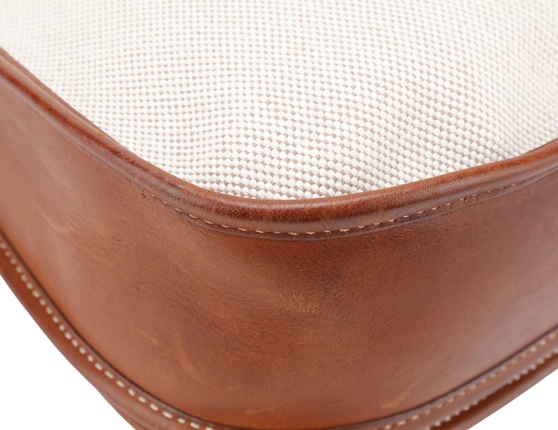 HERMES EVELYN PM STAMP SQUARE K (YEAR 2007) TOILE x BARENIA LEATHER WITH STRAP AND DUST COVER