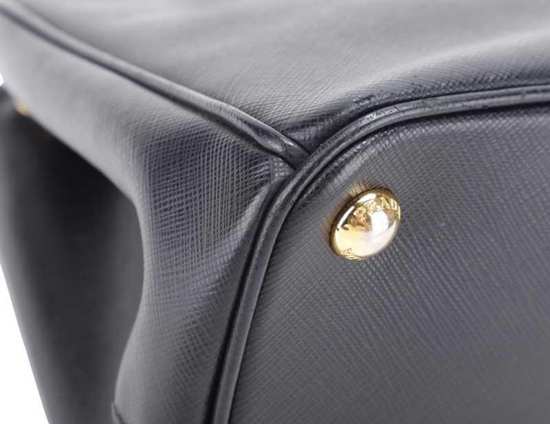 PRADA BLACK GALLERIA SMALL SAFFIANO LEATHER GOLD HARDWARE WITH STRAPS NO DUST COVER