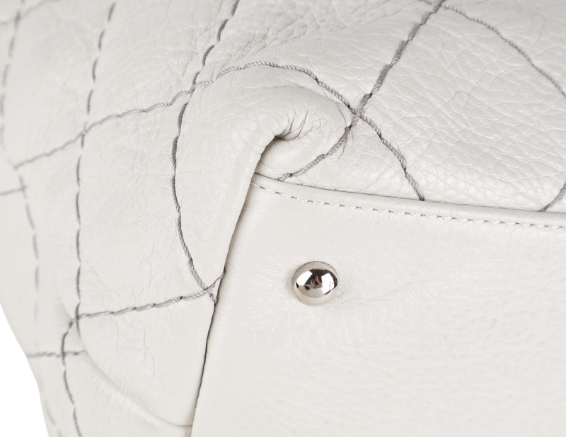 CHANEL ON THE ROAD TOTE BAG SHOULDER QUILTED LEATHER GREY (1333xxxx) SILVER HARDWARE NO DUST COVER