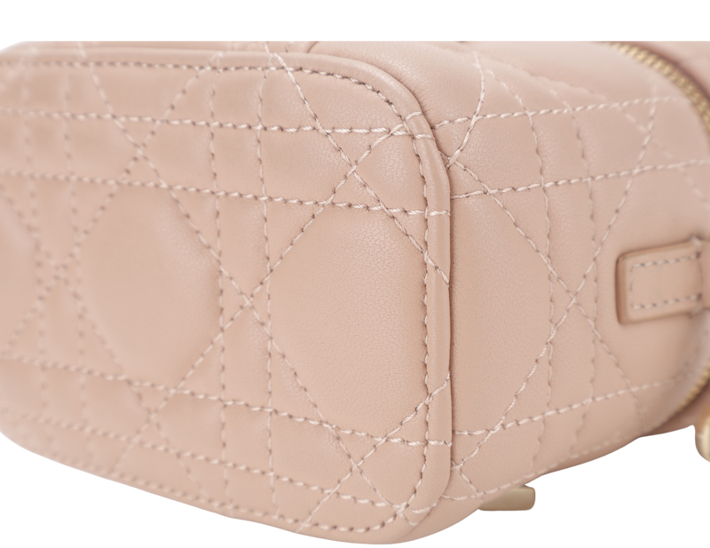 CHRISTIAN DIOR VANITY CASE MICRO SOFT PINK GOLD HARDWARE WITH DUST COVER