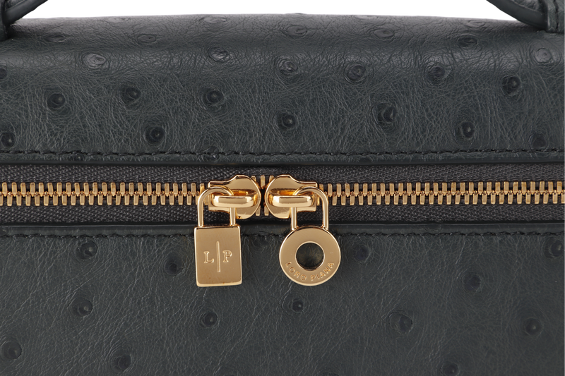 LORO PIANA EXTRA POCKET L19 GREEN OSTRICH GOLD HARDWARE WITH STRAPS, DUST COVER AND BOX