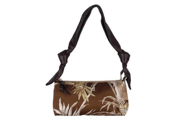 SALVATORE FERRAGAMO FLORAL SMALL CANVAS HOBO BAG (AU-21-5347) GOLD HARDWARE