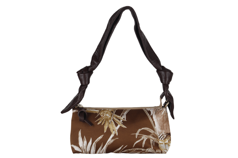 SALVATORE FERRAGAMO FLORAL SMALL CANVAS HOBO BAG (AU-21-5347) GOLD HARDWARE