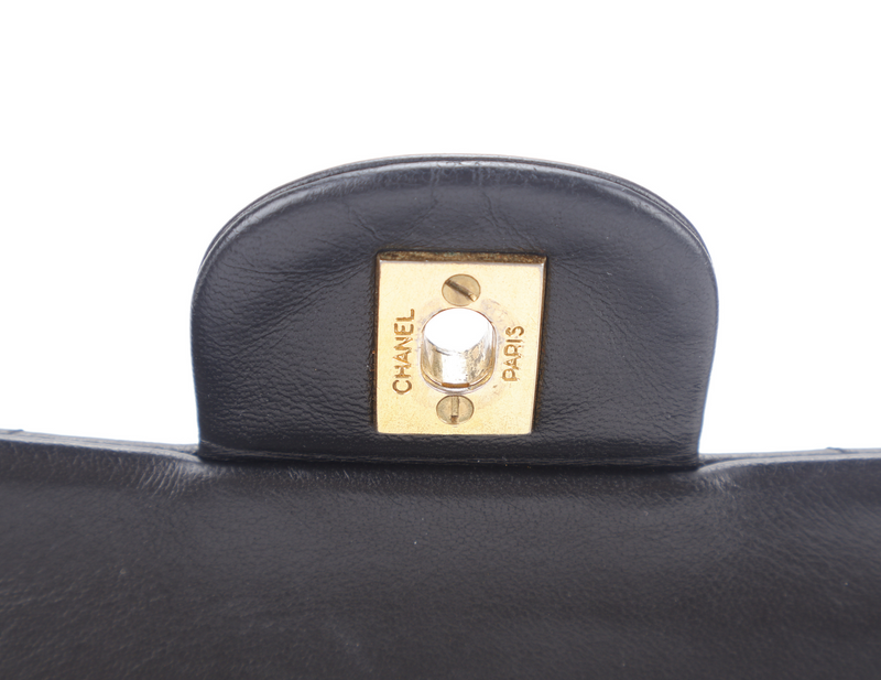 CHANEL VINTAGE CLASSIC FLAP SMALL BLACK LAMBSKIN GOLD HARDWARE (246xxxx) NO DUST COVER
