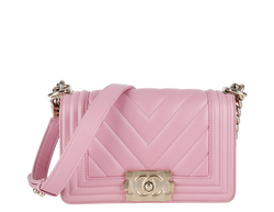 CHANEL LE BOY SMALL (U4TPxxxx) PINK CALFSKIN GOLD HARDWARE WITH DUST COVER AND BOX