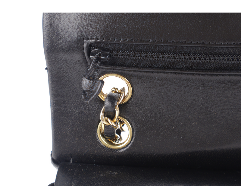 CHANEL VINTAGE CLASSIC FLAP SMALL BLACK LAMBSKIN GOLD HARDWARE (246xxxx) NO DUST COVER